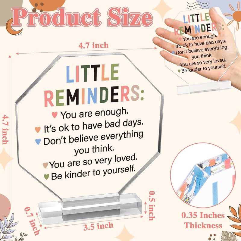 Yopyame Acrylic Inspirational Gift Ideas - Little Reminders You are Enough Acrylic Gift for Women Men Friends Coworker Inspirational Motivational Keepsake Paperweight Clear Desk Sign Office Home Decor - Image 2